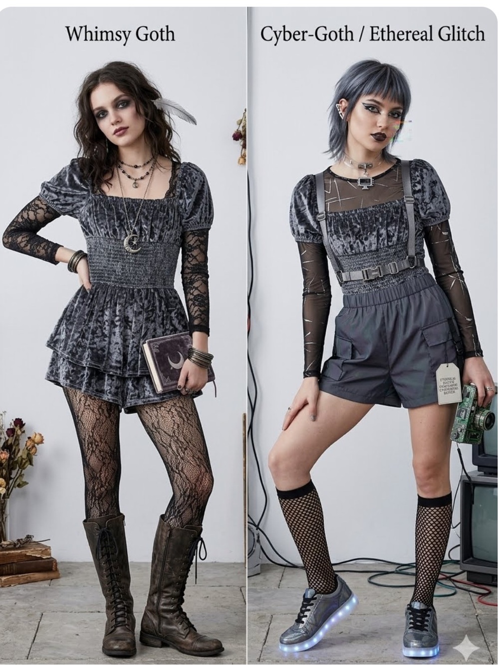 Urban Outfitters Grey Velvet Rosie Smocked Romper XS Whimsy Goth Practical Magic